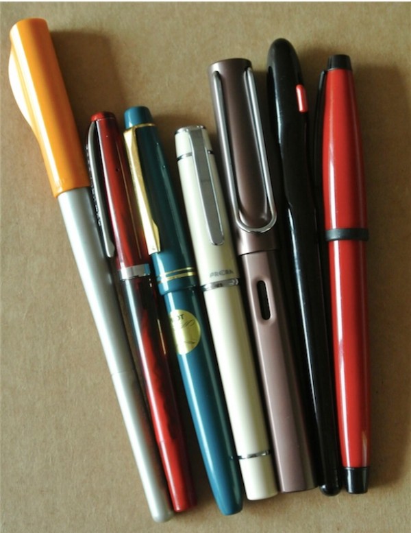 Pilot Parallel Pen, Noodler's Creaper, Pilot 78G, Pilot Prera, Lamy Safari, Pilot Handwriting Pen, Cross Solo
