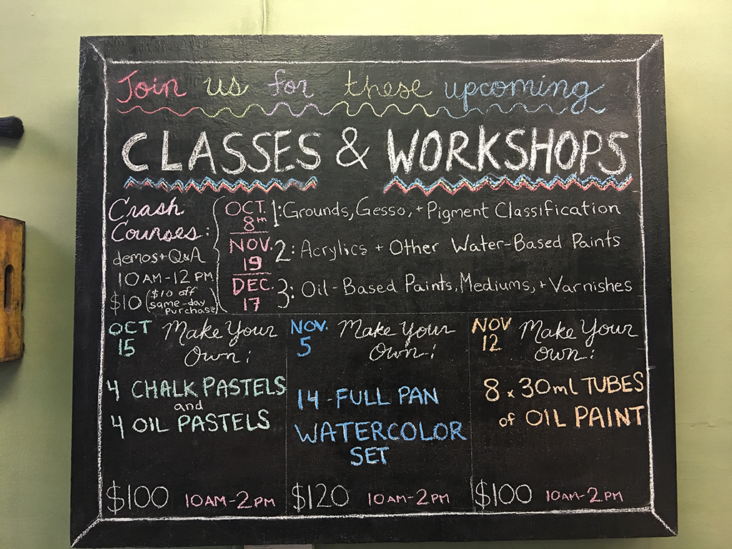 Kremer Pigments class chalkboard